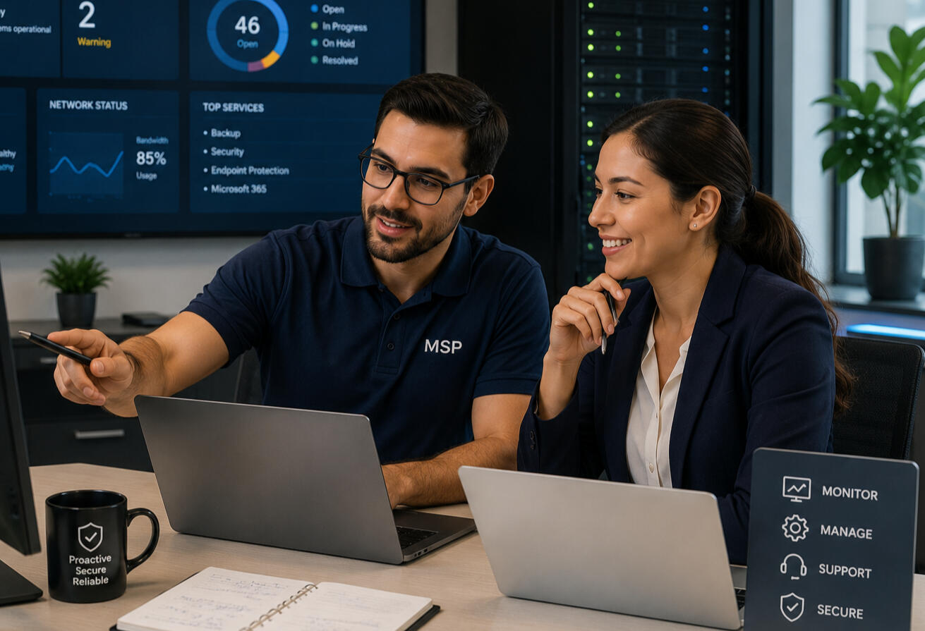 IT services coordinator monitoring systems, managing tickets, and supporting managed service provider operations.